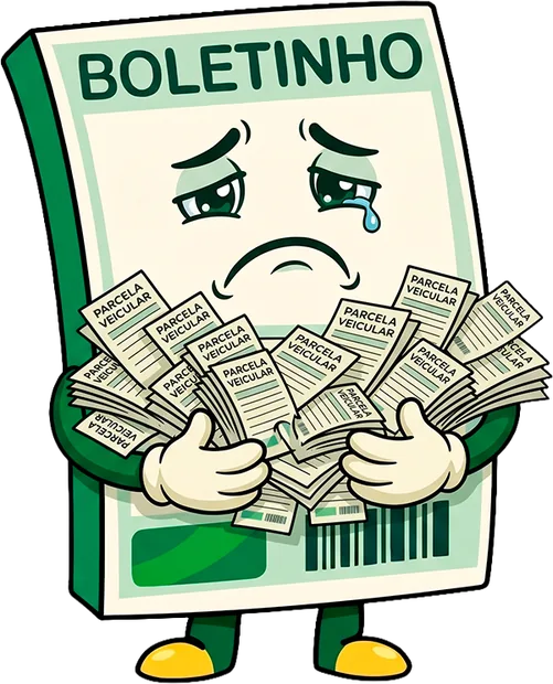 Sr. Boletinho preocupado com uma pilha de contas